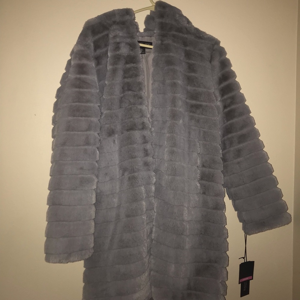 Faux Fur Grey Long Jacket